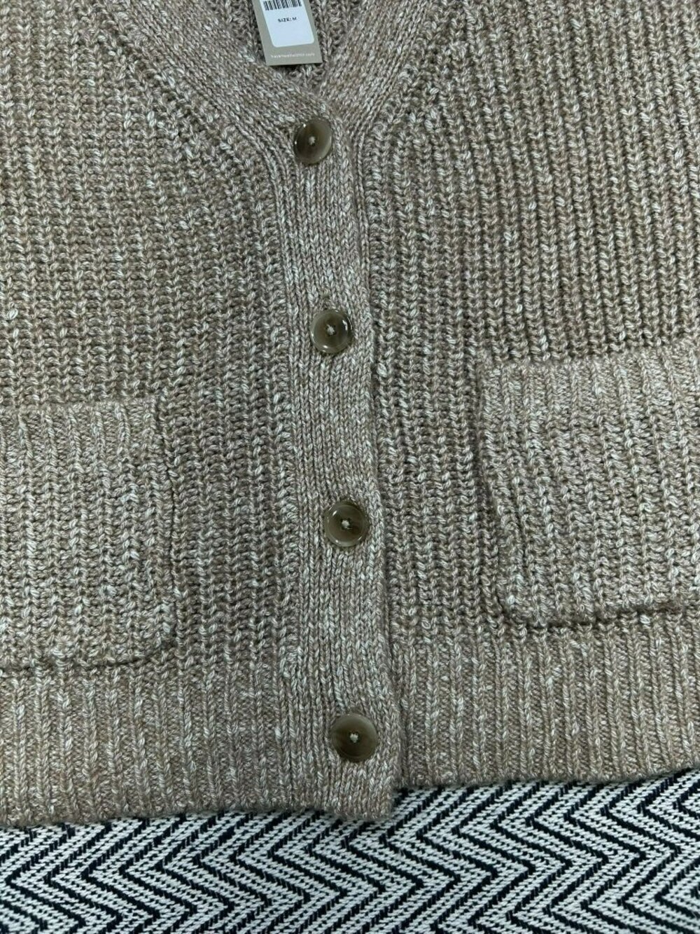 Haven Womens Knit Button Cardigan Taupe Medium Recycled Blend NWT - Picture 5 of 6